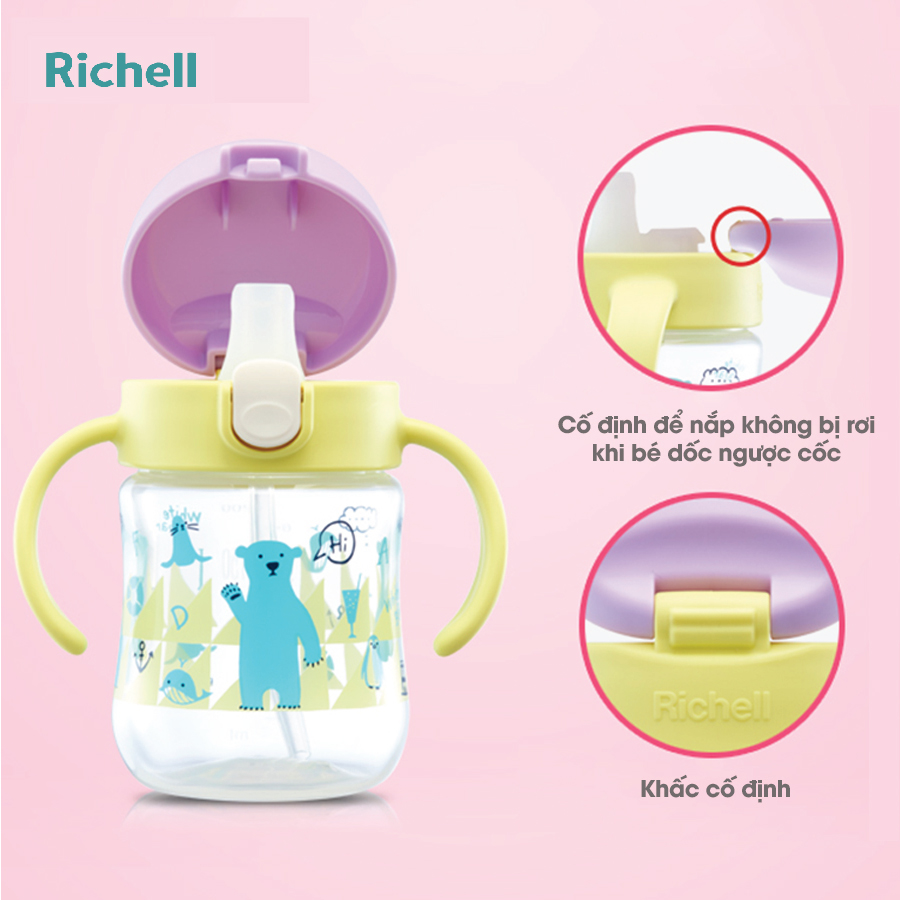 CỐC TẬP UỐNG 2IN1 T.L.I RICHELL (VÀNG)