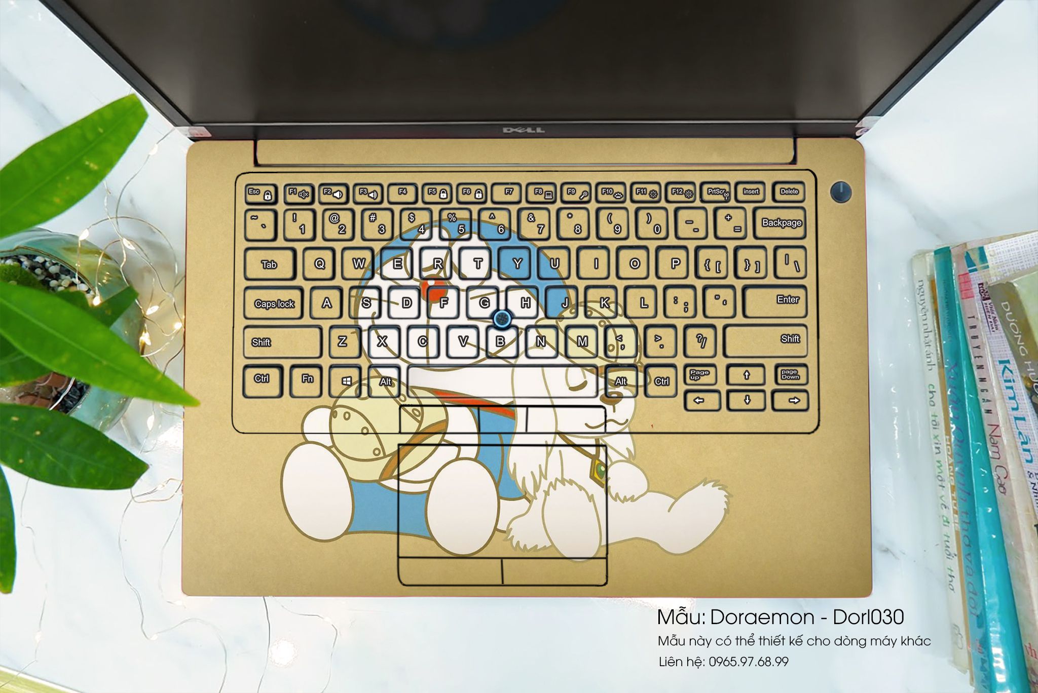 Decal Skin dán Macbook, laptop mẫu Doraemon (inbox mã máy cho shop)