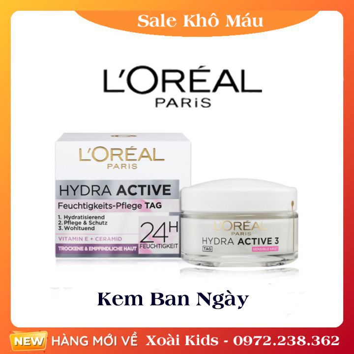 Kem dưỡng da Loreal Hydra Active 3 24h - Nội địa Đức Đủ Bill