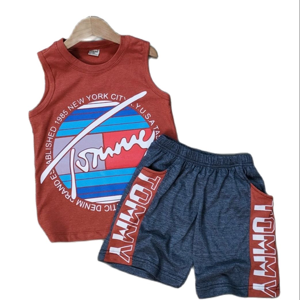 (21-37kg) Bộ thun coton sát nách quần đùi bé trai size đại, chất vải coton mềm, co giãn thoáng mát