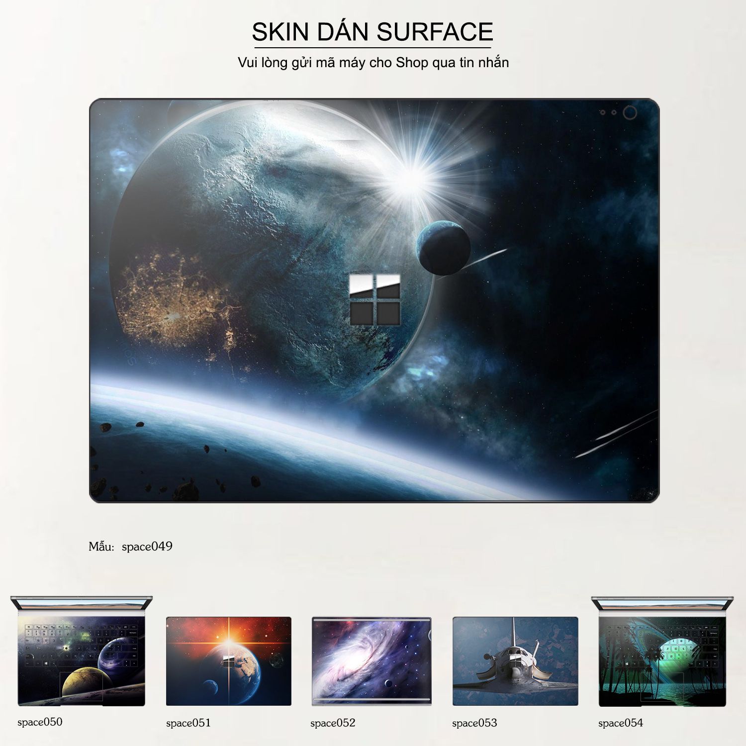 Decal Skin dán Surface Pro / Laptop / Go / Book mẫu không gian (inbox mã máy cho shop)