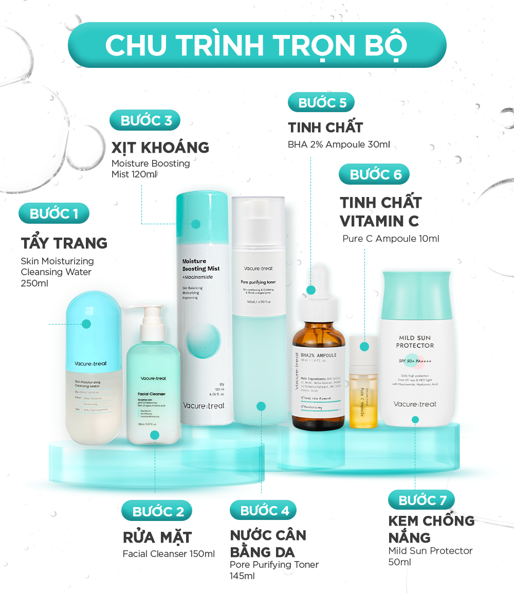 Combo Dưỡng Da Trắng Sáng, Mờ Nám BHA 2% & Pure C Ampoule