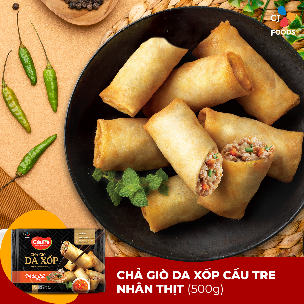 [Fast Delivery] Cau Tre Sponge Skin Pork Sausage with Meat 500g