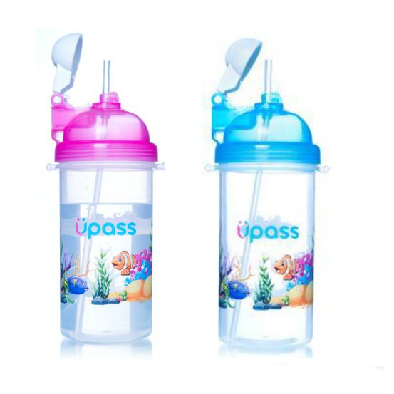 Bình uống nước cho bé đi học Upass cá 420ml