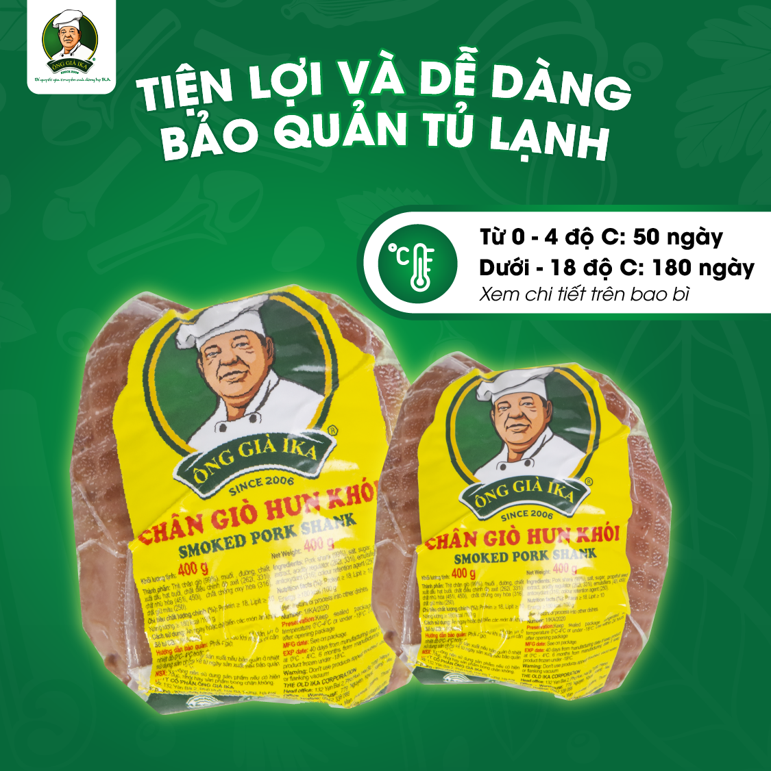 [ Chỉ giao HCM & Hà Nội] Chân giò hun khói 400g Ông già Ika