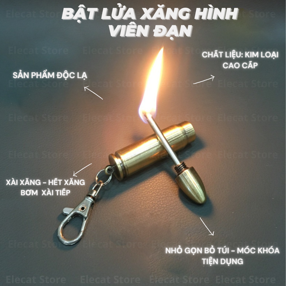 Bật Lửa Xăng Đá - Móc Khóa Độc lạ (KHÔNG XĂNG)