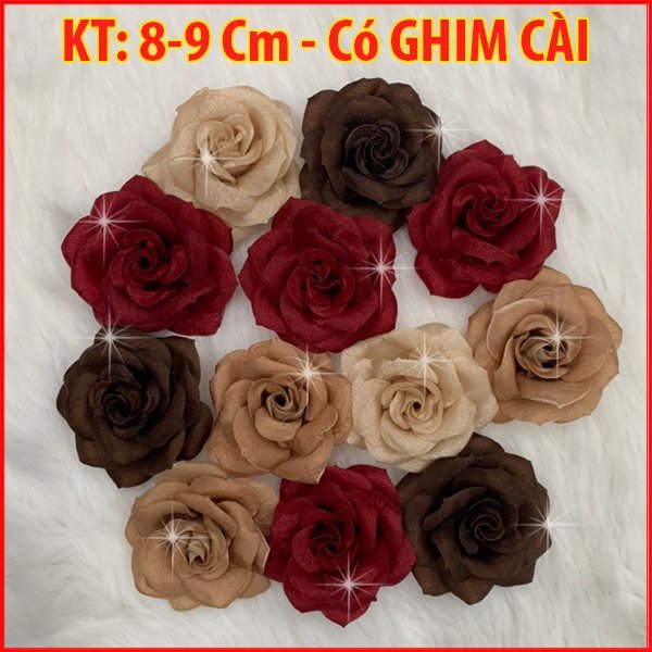 [HCM]XUKA - Cài Hoa HandMade Tag Hoa Trà Lớn Cài Áo Kiểu Cài Áo Hoa Có Ghim Cài Áo Váy Màu Hồng Trắng Nâu CH001 CH002