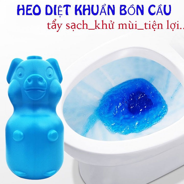 Heo diệt khuẩn thả bồn cầu làm xanh màu nước, trắng men thành bồn cầu, tạo hương thơm nhà tắm dễ chịu mà không cần mất nhiều thời gian vệ sinh chà rửa, tiện lợi dễ sử dụng, không gây ô nhiễm môi trường