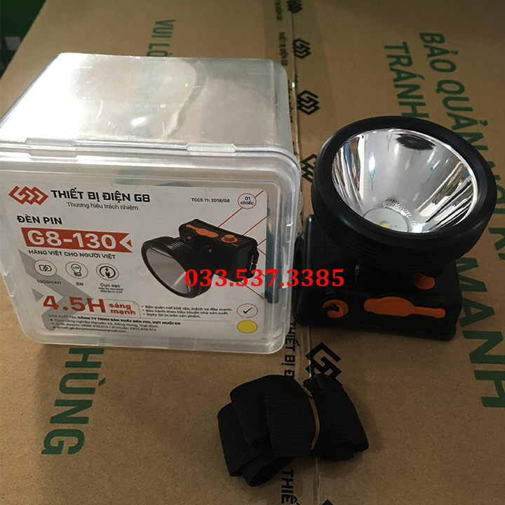 Đèn soi ếch siêu sáng, đèn led đội đầu G8 130 chiếu sáng xa