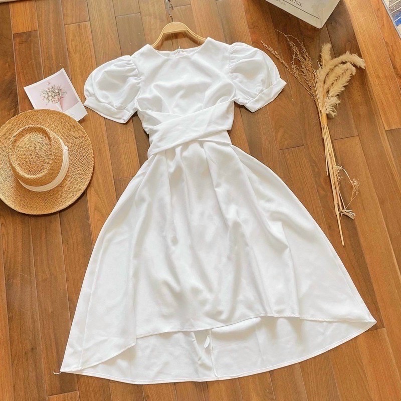 Đầm lệch tà chéo eo 2 màu