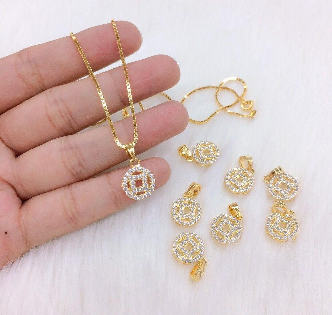 Dây chuyền nữ mặt đồng tiền may mắn dát vàng 18k