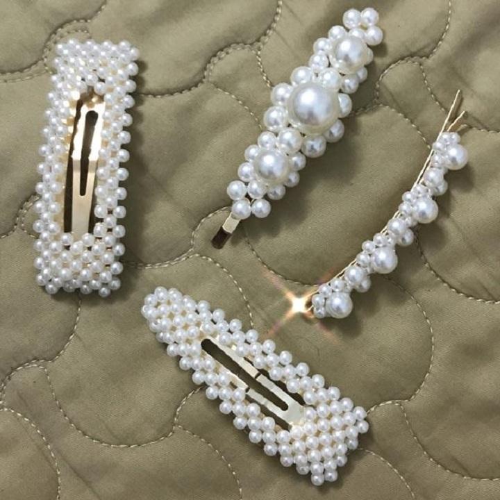 Set 4 Kẹp Tóc Mái Đính Ngọc Trai