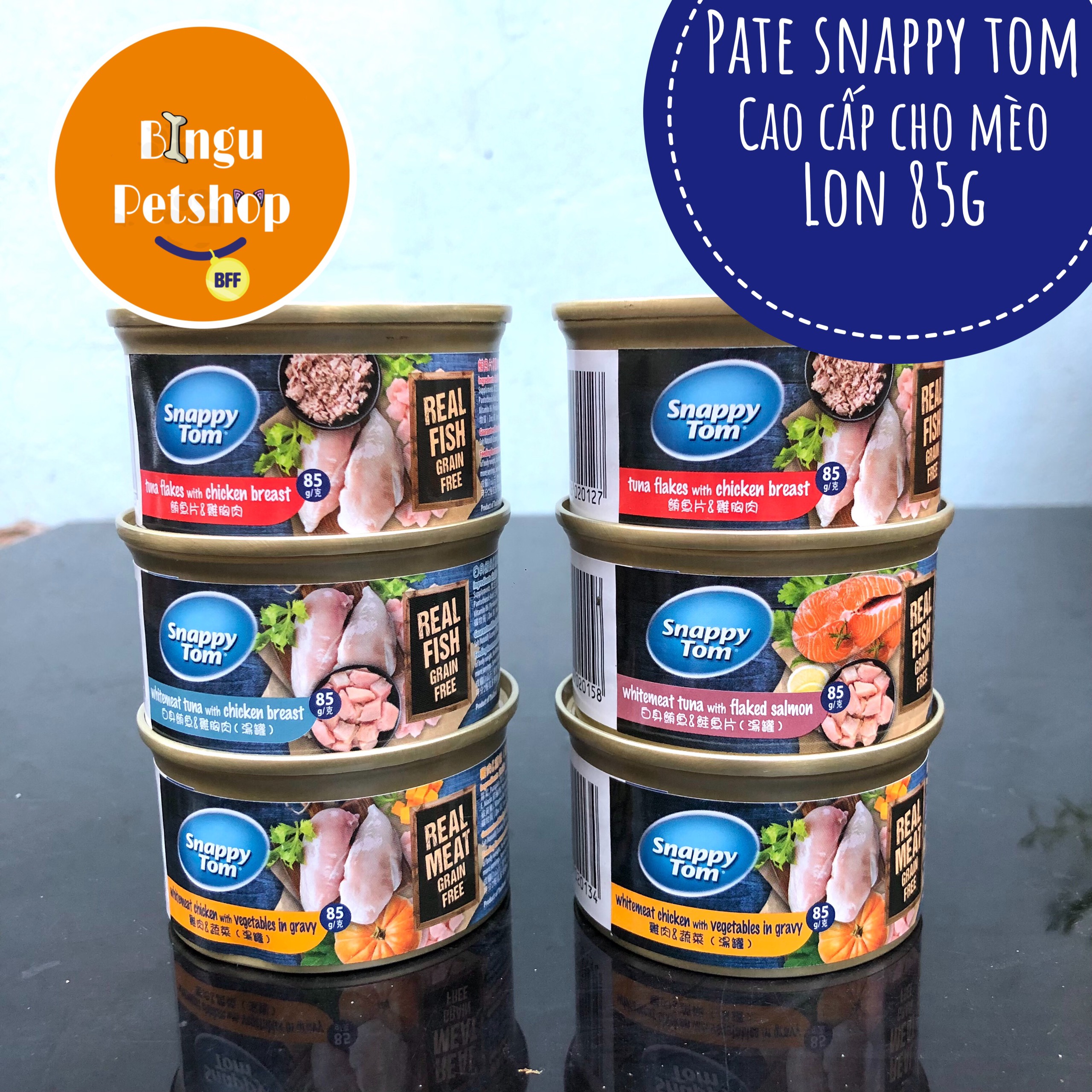 [ĐỦ VỊ] Pate Lon Snappy Tom Premium 85g cho mèo - THÁI LAN