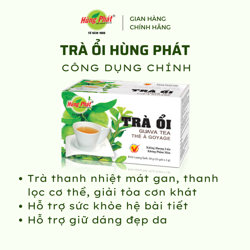 Trà Ổi Hộp 25 gói - Trà Hùng Phát