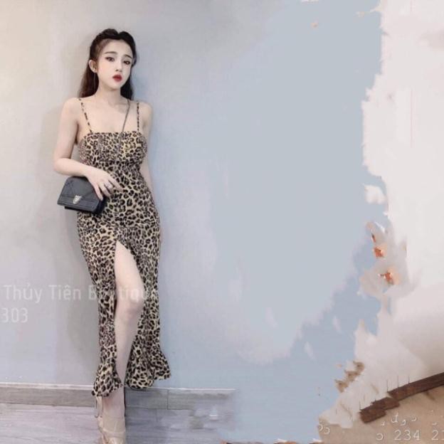 Váy nhung 2d xẻ đùi dáng dài