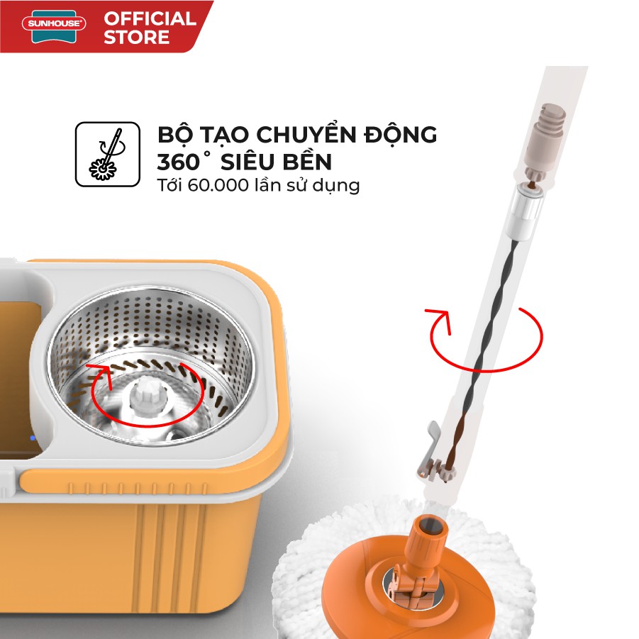 Bộ lau nhà xoay 360 độ SUNHOUSE KS-CL350PO-bảo hành chính hãng 6 tháng