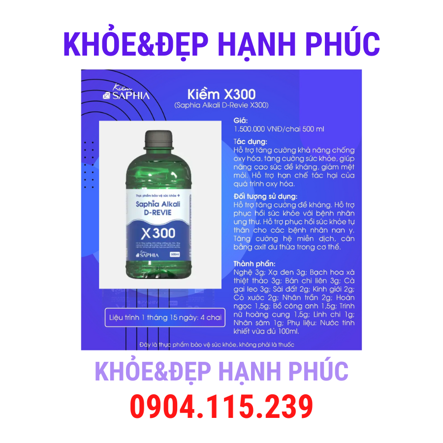 Kiềm gan thận Saphia Alkali X300 – 500 ml/chai