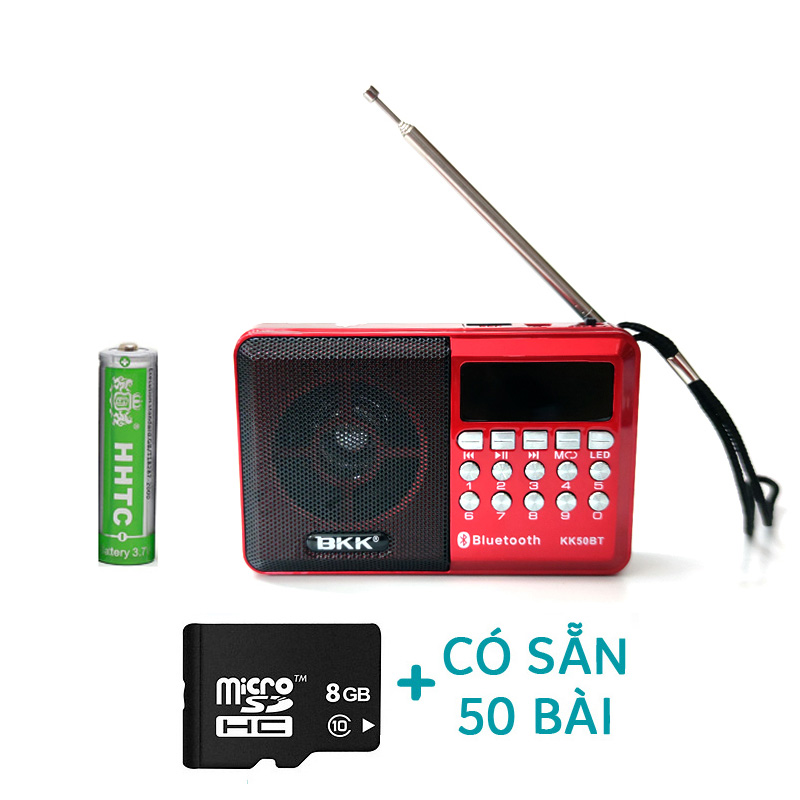Loa đài FM đa năng BKK model KK50BT hỗ trợ bluetooth/ thẻ nhớ/ USB/ Tai nghe/ Đèn pin - dùng pin rời 18650 (kèm thẻ hoặc không thẻ) Nhất Tín Computer