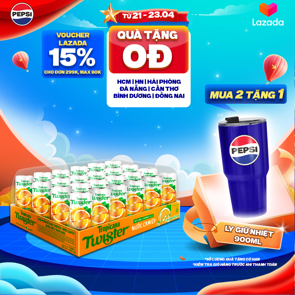 Thùng 24 Lon Nước Trái Cây Twister Cam (320ml/lon)