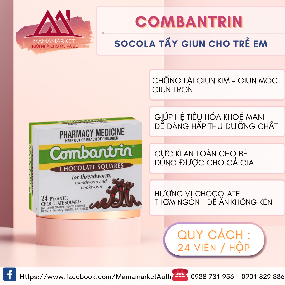 Combantrin dạng Socola (cho bé trên 1 tuổi). 1 Túi 6 Thanh [Hàng nội địa Úc] [ DATE 2/2026 ]