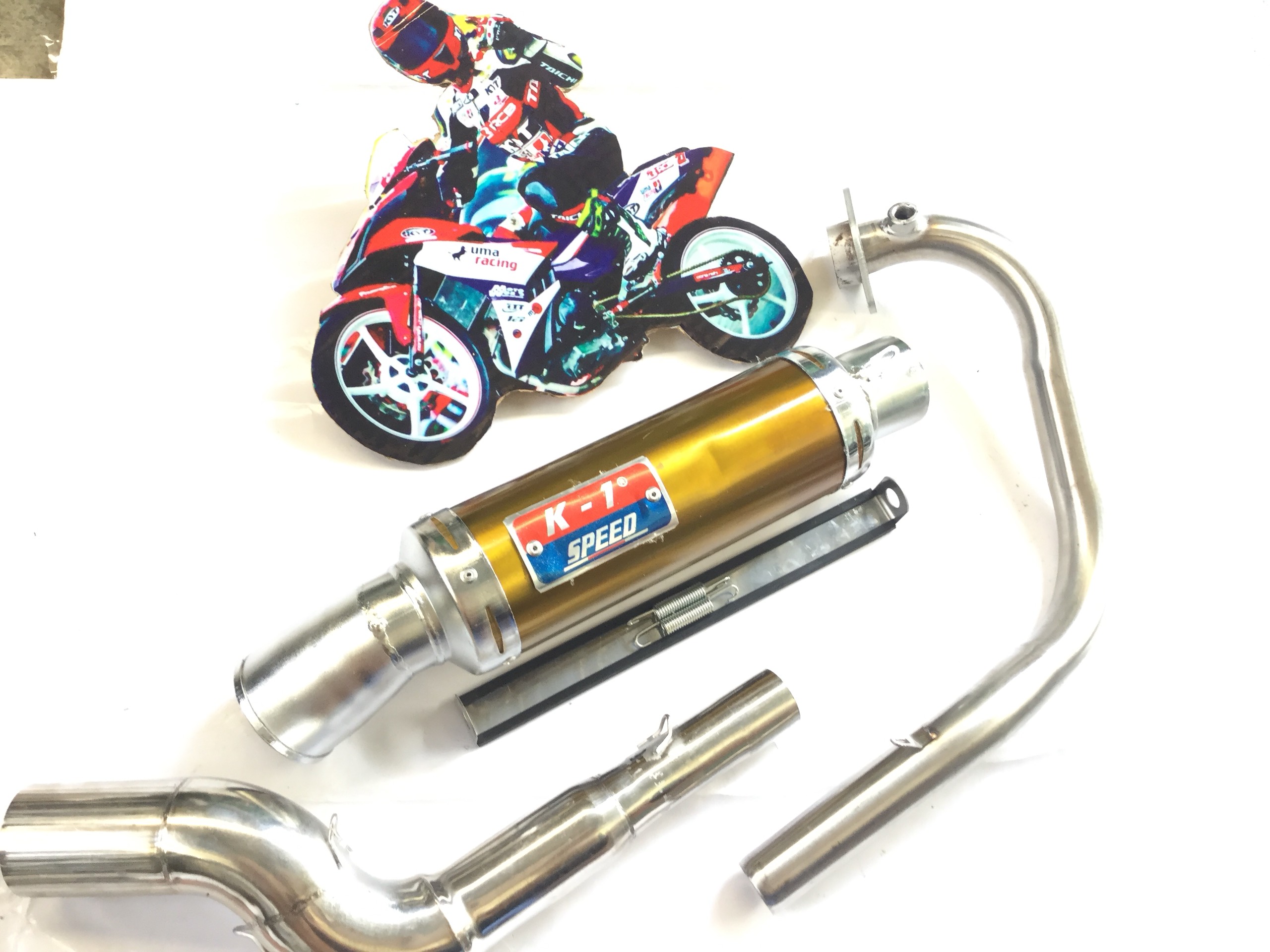 Pô k1 vàng - cổ 2 khúc cong exciter 150