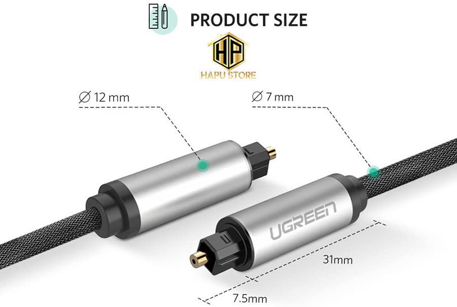 Ugreen 10539 - Cáp audio quang ( Optical - Toslink ) dài 1m bọc lưới cao cấp