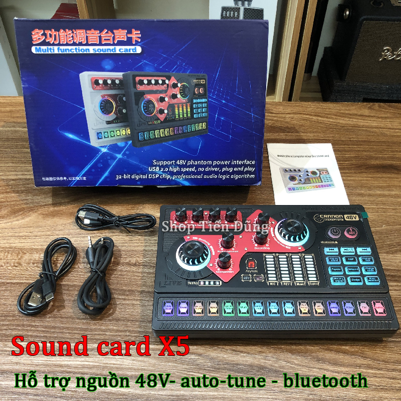 Combo mic thu âm ISK AT350 và sound card X5 hỗ trợ bluetooth pin sạc auto-tune cho âm thanh chất lượng dùng để livestream