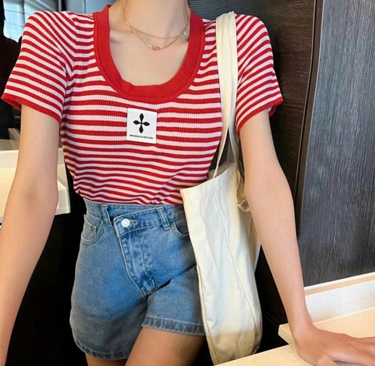 Áo len thun sọc xanh-cs