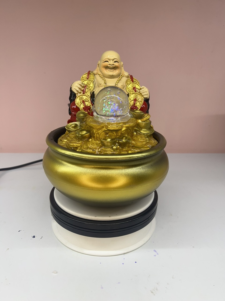 Golden Maitreya Buddha Feng Shui Waterfall
