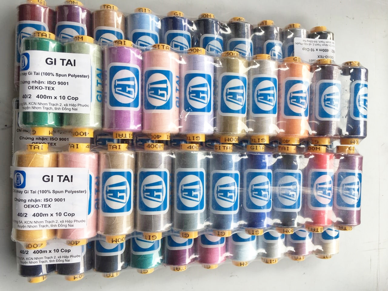 Set 10 cuộn chỉ may Gitai 400m 10 màu khác nhau