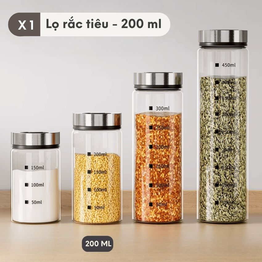 Hũ đựng muối - tiêu FEEKA cao cấp 250ml, hũ đựng gia vị thủy tinh inox 304 chống ẩm
