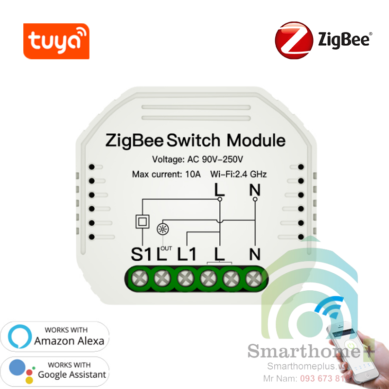 Công Tắc Module Zigbee Hỗ Trợ Công Tắc Tay Tuya SHP-ZSA1