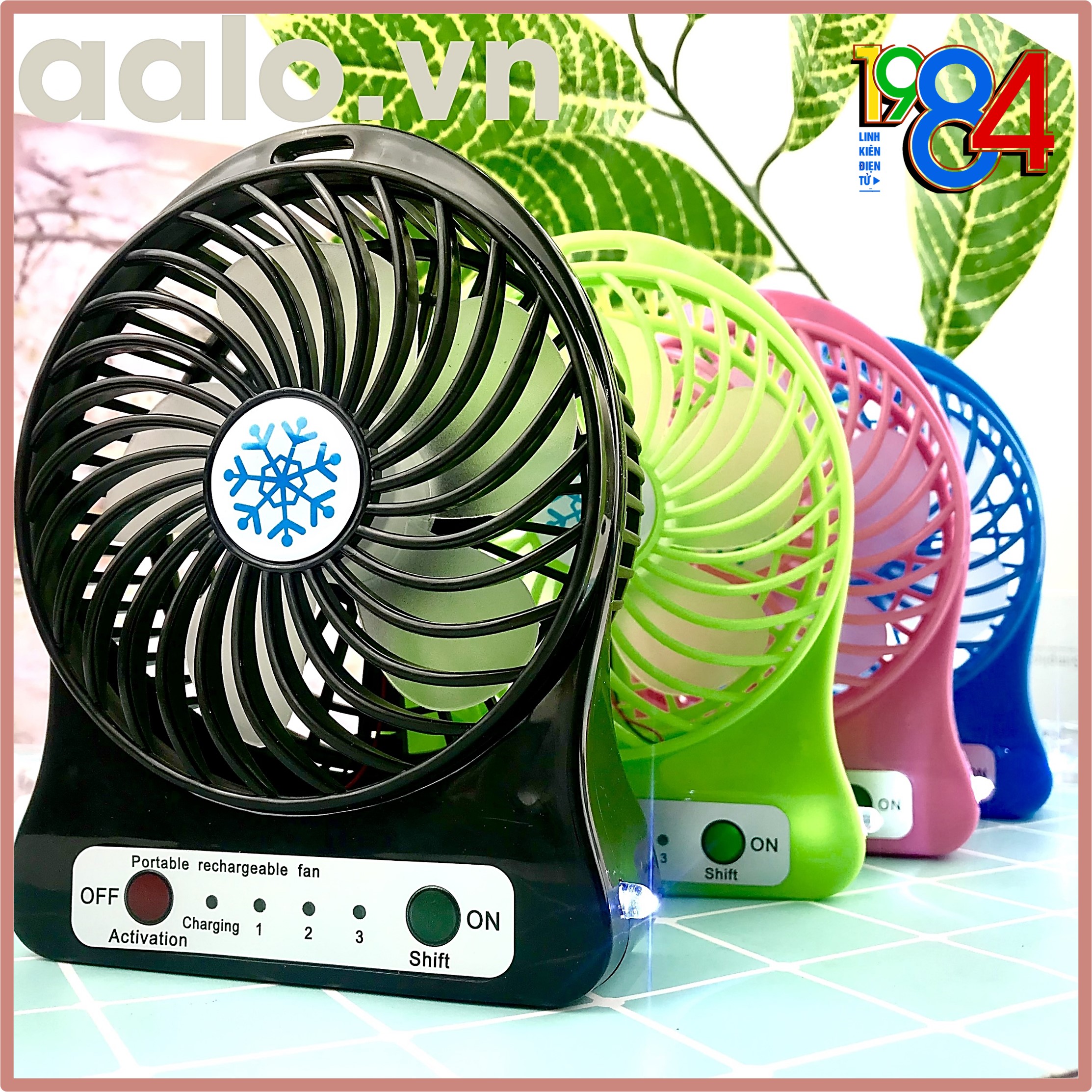 Quạt tích điện mini 3 chế độ pin sạc