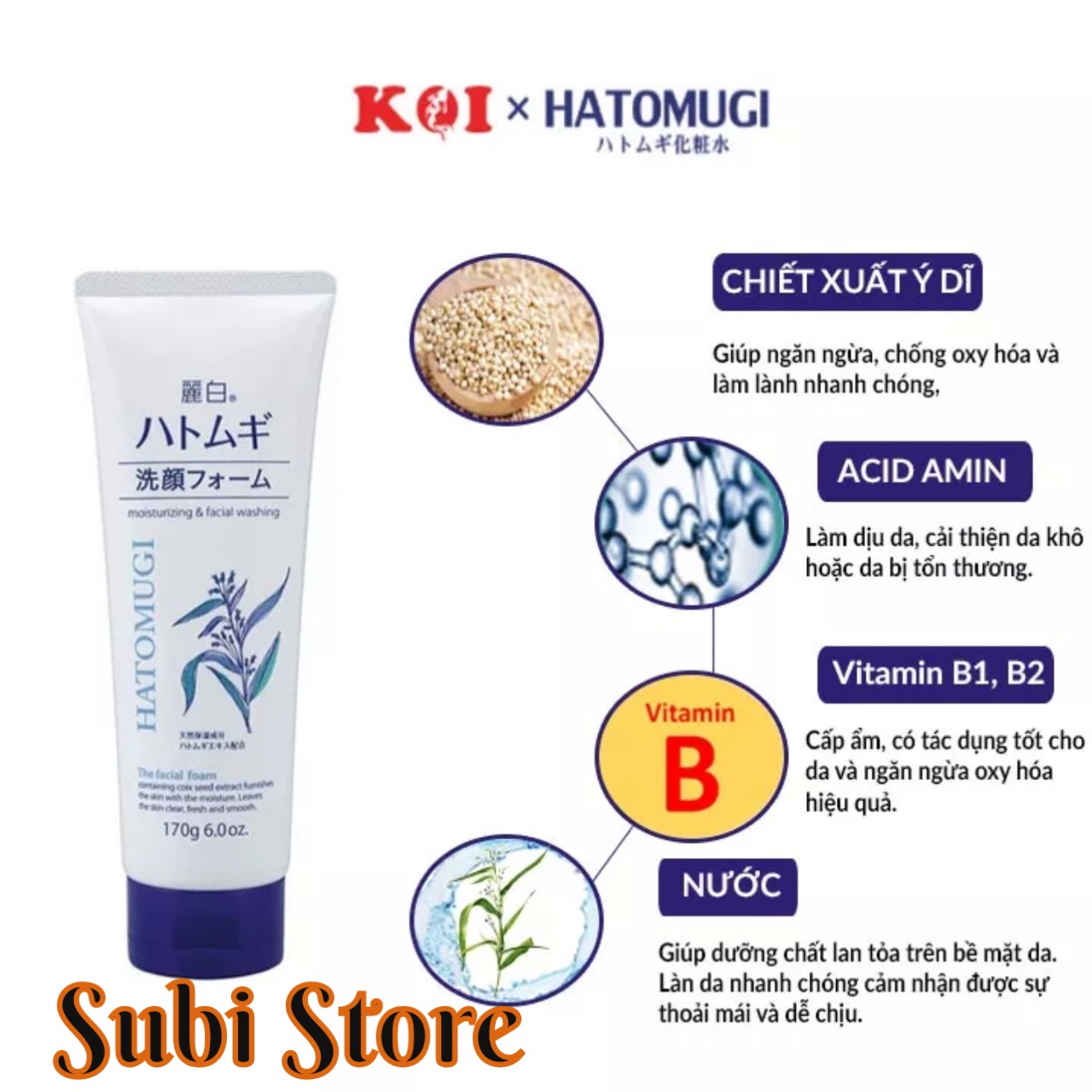 Sữa rữa mặt ý dĩ HATOMUGI Nhật Bản(130gr)