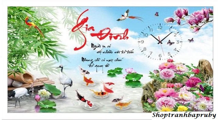 [HCM]Tranh thêu đồng hồ Gia Đình X8376 kích thước 80 x 53 cm