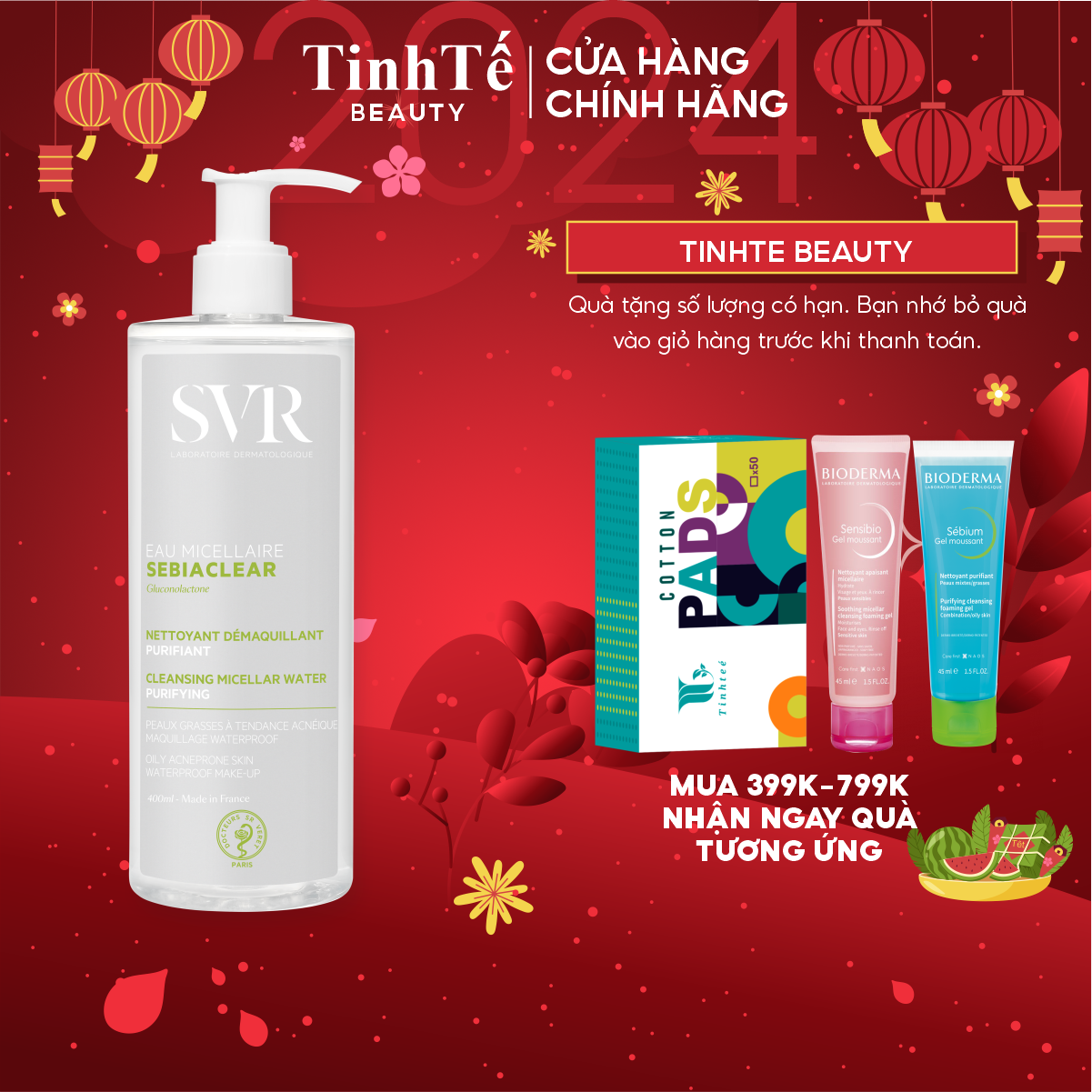 Nước tẩy trang làm sạch và dịu nhẹ cho da nhạy cảm dễ bị mụn SVR Sebiaclear Eau Micellaire 400ml
