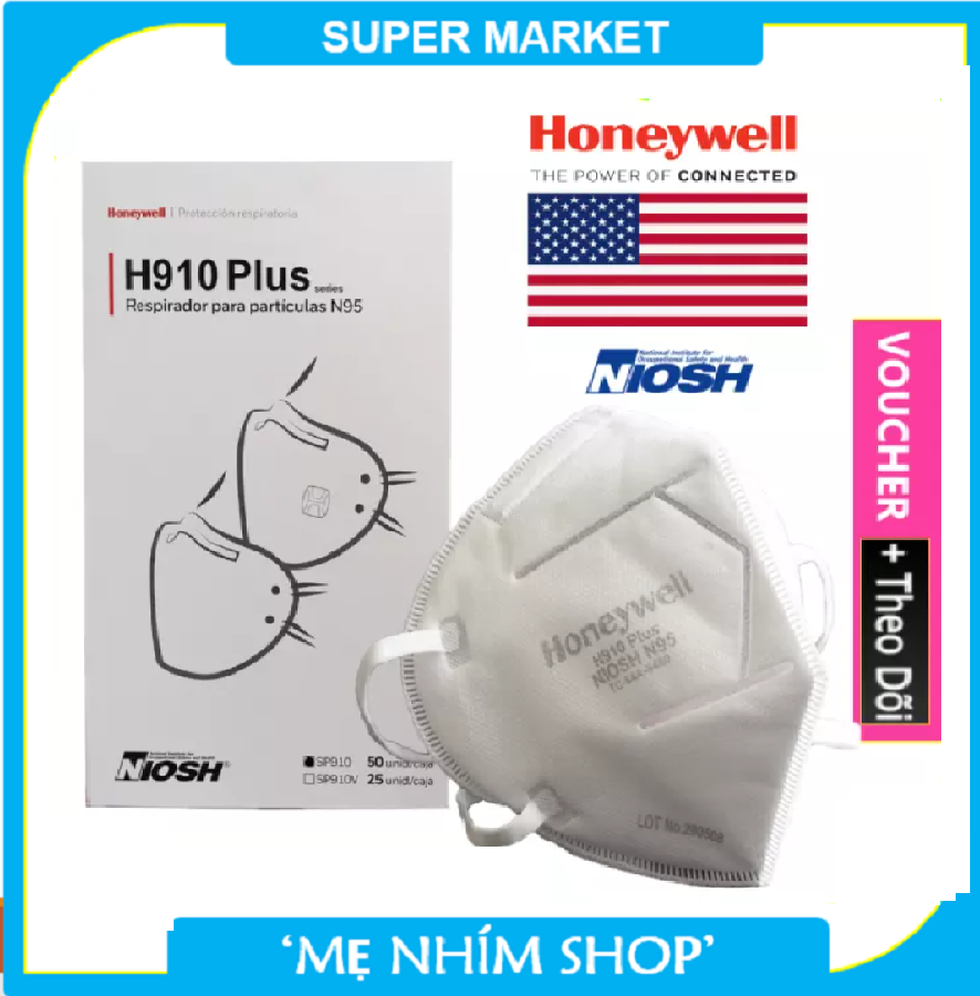 Khẩu trang honeywell h910 plus usa tiêu chuẩn kn95 chống dịch chống độc, chống bụi siêu mịn, ô nhiễm không khí