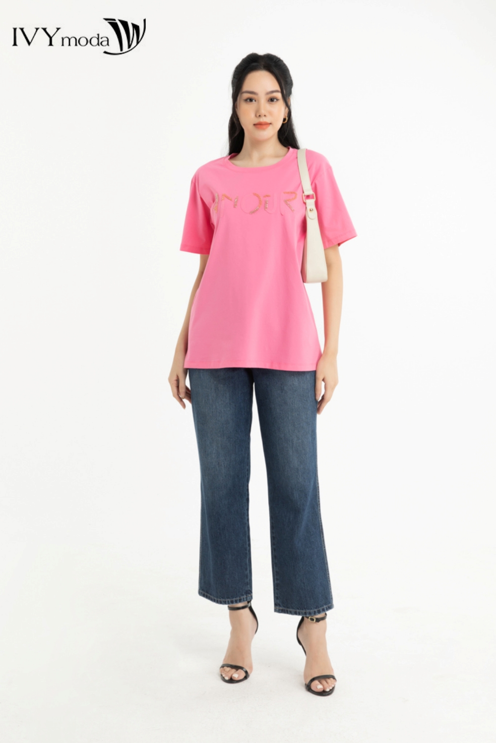 Áo thun đính hạt IVY moda MS 57M7477