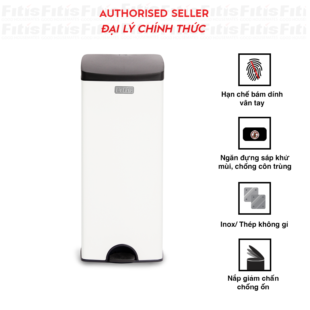Thùng rác Fitis Premium - Đạp vuông lớn - 22L