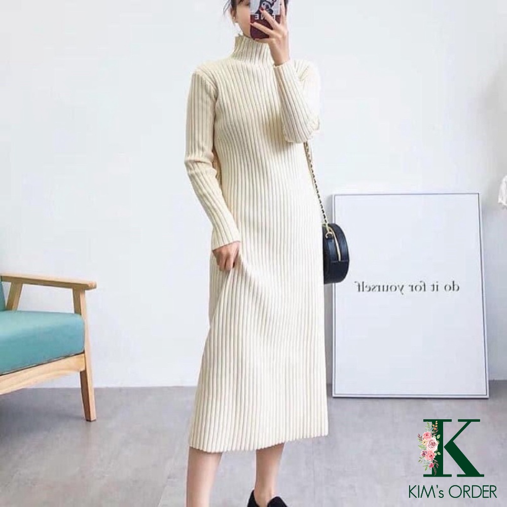 Đầm lụa đen cổ đổ dáng dài KK163-04 | Thời trang công sở K&K Fashion