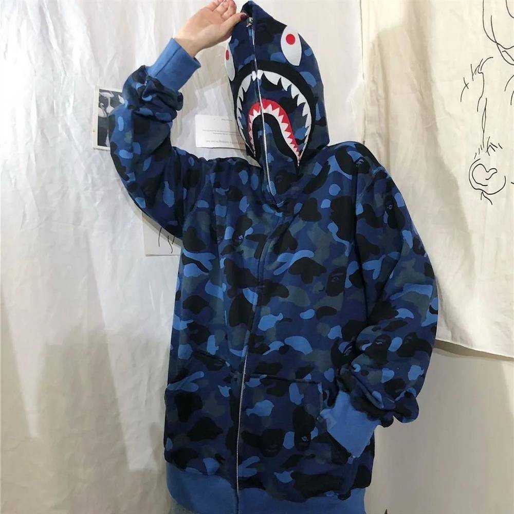 Áo khoác BApe cá mập mũ 2 lớp, áo khoác hottend năm nay, sẵn 5 màu