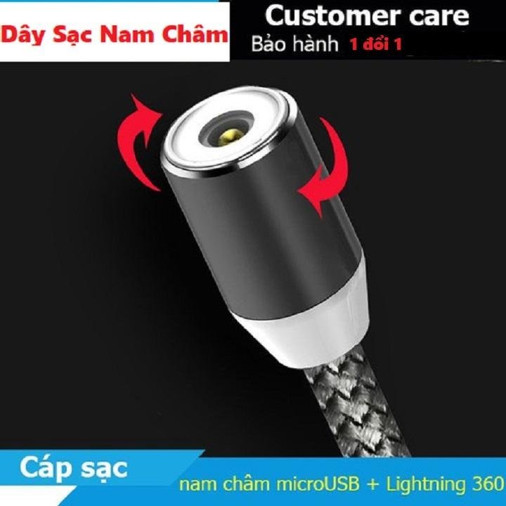 Cáp Sạc Nam Châm Tròn Xoay 360 Độ chân sạc Micro,ip,Type-C
