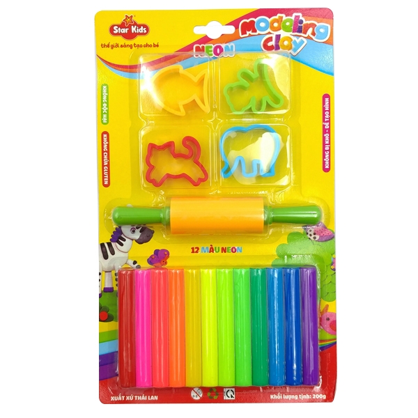 Đất Nặn Rstar 200g 12 Màu Và 5 Dụng Cụ K-200/12C/5T