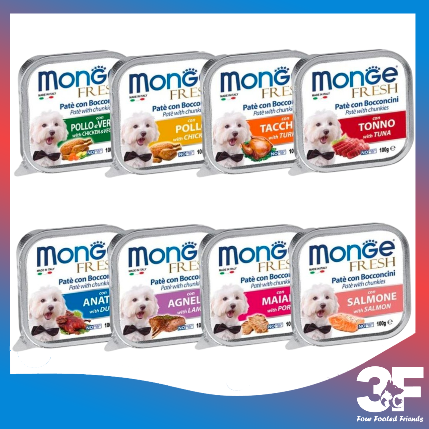 Pate Thức Ăn Ướt Monge Fresh Dành Cho Chó Mọi Lứa Tuổi - Khay 100Gr