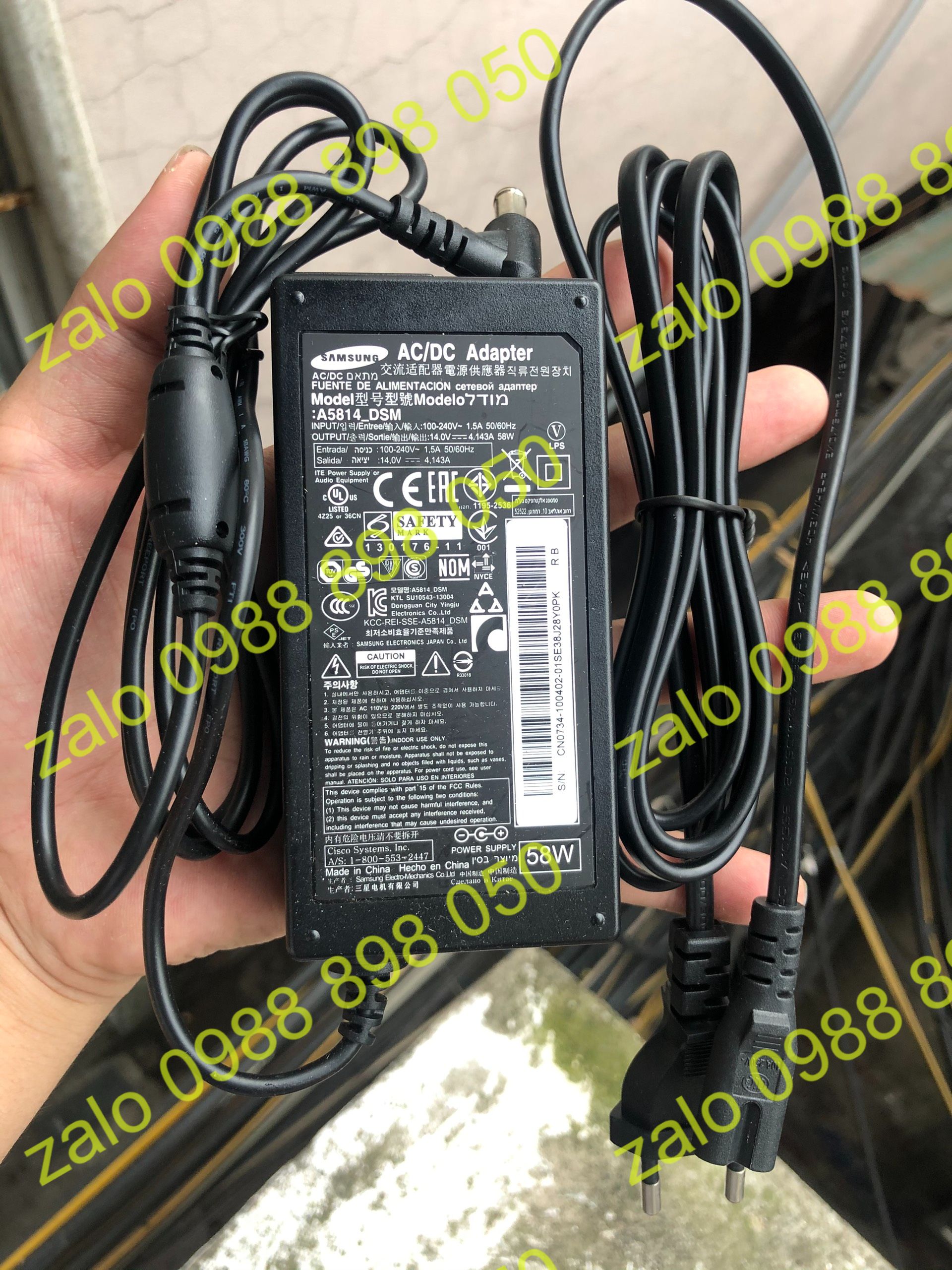 Adaptor nguồn dc 14v 4.143a 58w cho màn hình samsung bản gốc