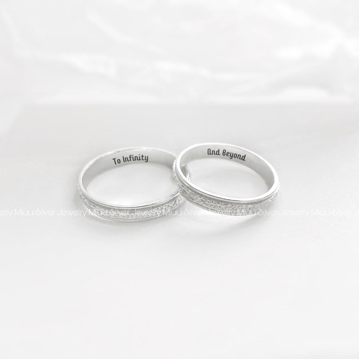 Nhẫn đôi bạc Miuu Silver, nhẫn cặp nam nữ có khắc chữ, basic Namie bạc 925 cao cấp