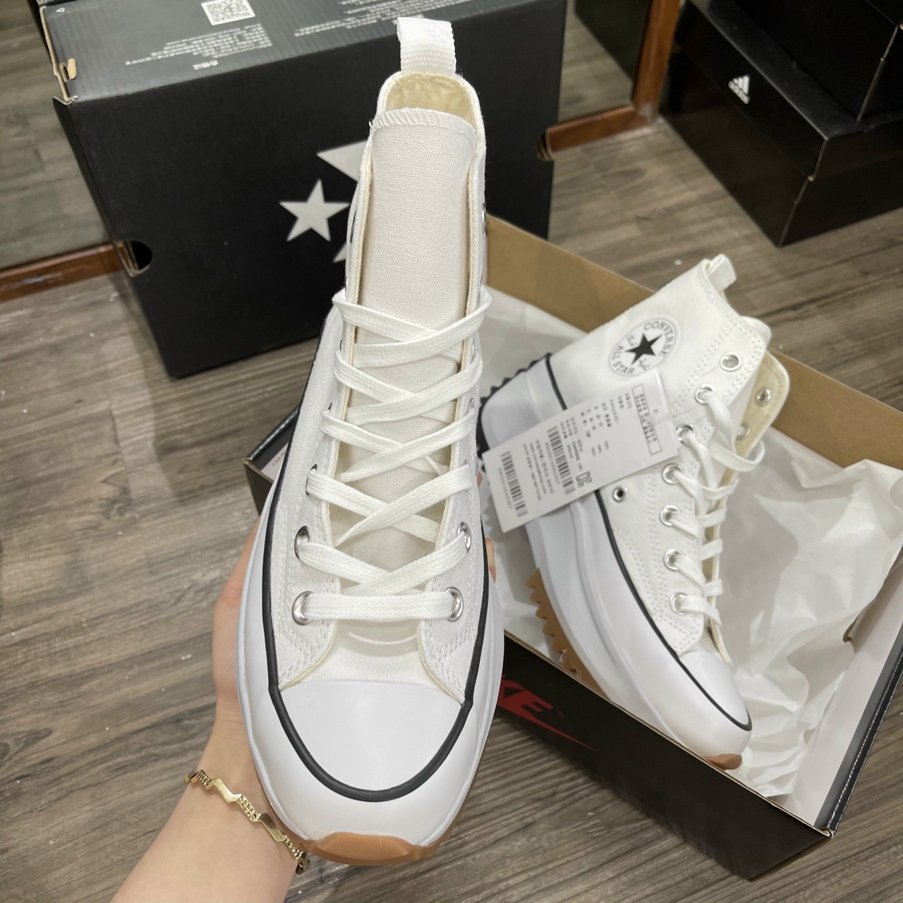Giày Converse Run Star Hike Hi Low White Cổ Cao + Cổ Thấp ( Full box )