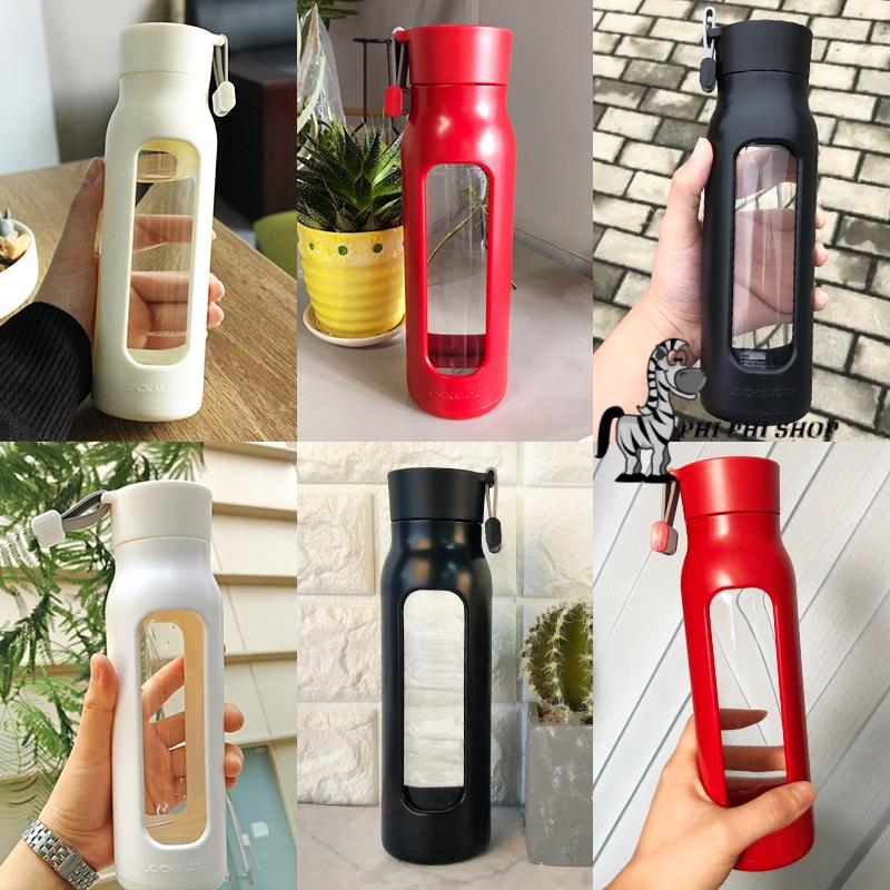 [HCM]Bình thủy tinh bọc nhựa Lock&Lock Name 350ml LLG651