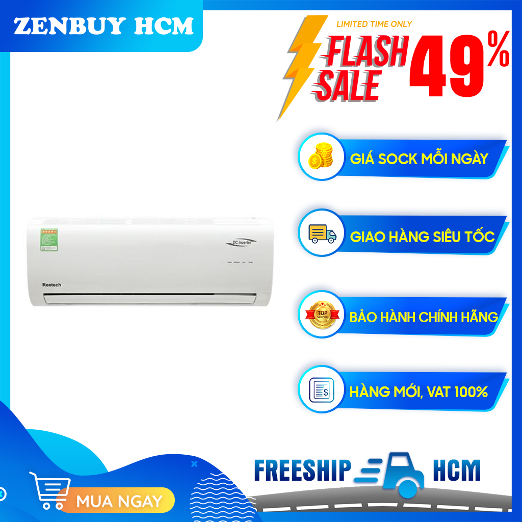 [HCM][Trả góp 0%]Máy lạnh Reetech Inverter 2.5 HP RTV24-BK-BT