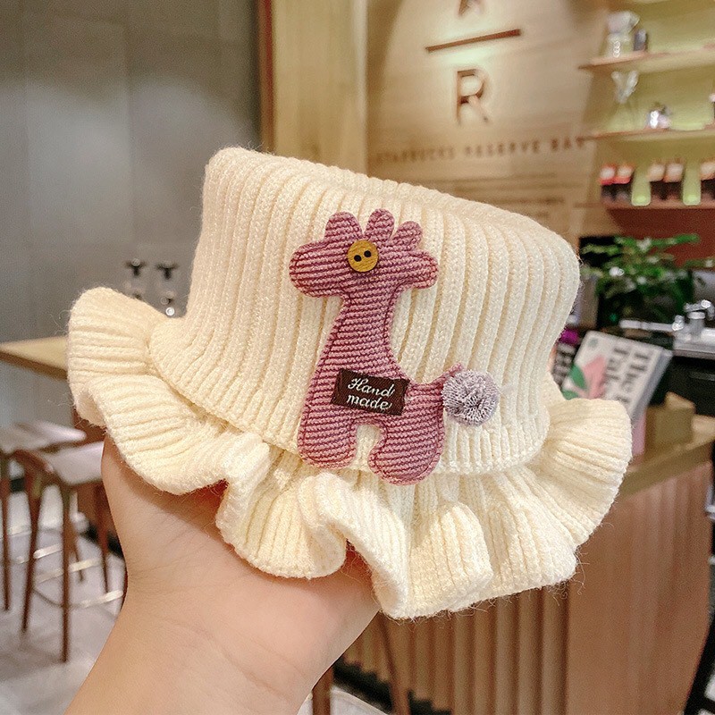 Khăn len cổ nhún dạng ống hình hươu